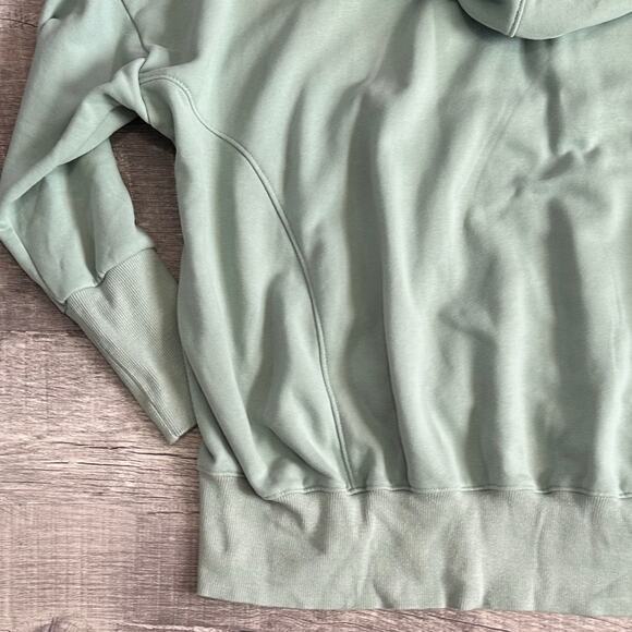 Boutique Oversized 1/4 Snap Hoodie Pullover Womens L Sage Ribbed - Picture 5 of 7